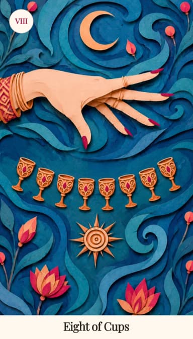 Eight of Cups tarot card, Spark Bloom Edition