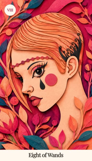 Eight of Wands tarot card, Spark Bloom Edition