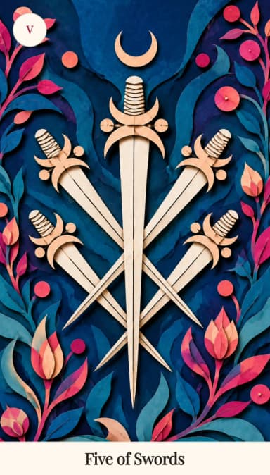 Five of Swords tarot card, Spark Bloom Edition