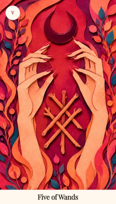 Five of Wands tarot card, Spark Bloom Edition