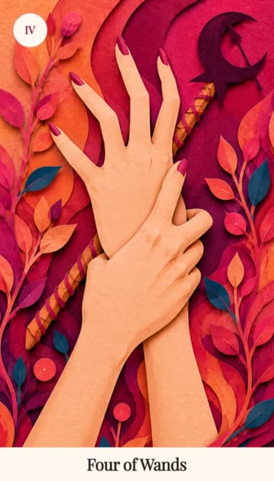 Four of Wands tarot card, Spark Bloom Edition