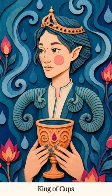 King of Cups tarot card, Spark Bloom Edition