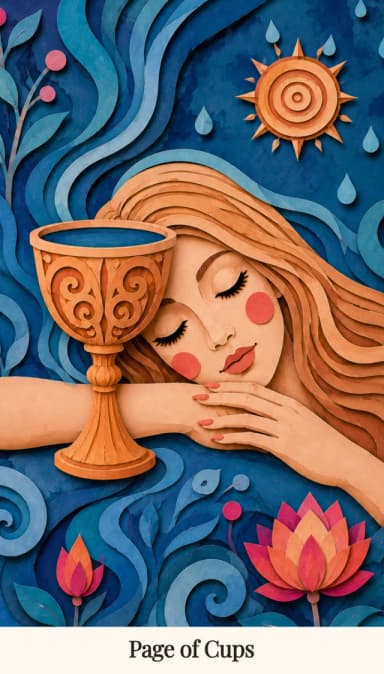 Page of Cups tarot card, Spark Bloom Edition