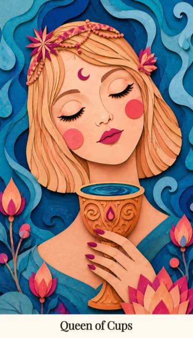 Queen of Cups tarot card, Spark Bloom Edition