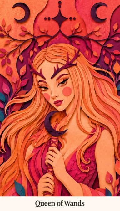 Queen of Wands tarot card, Spark Bloom Edition