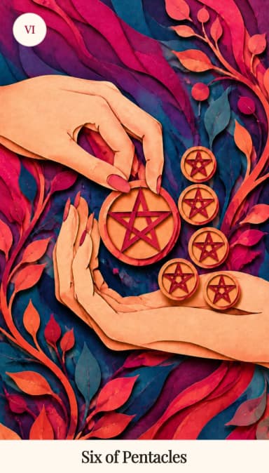 Six of Pentacles tarot card, Spark Bloom Edition
