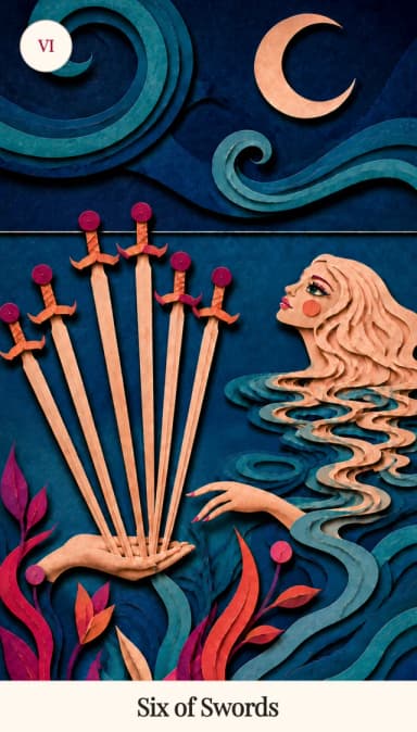 Six of Swords tarot card, Spark Bloom Edition