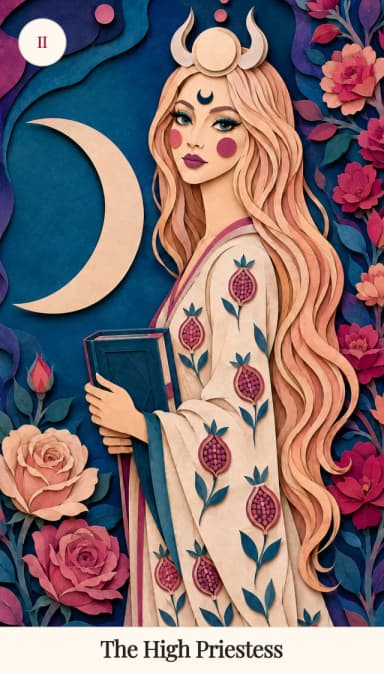The High Priestess tarot card, Spark Bloom Edition