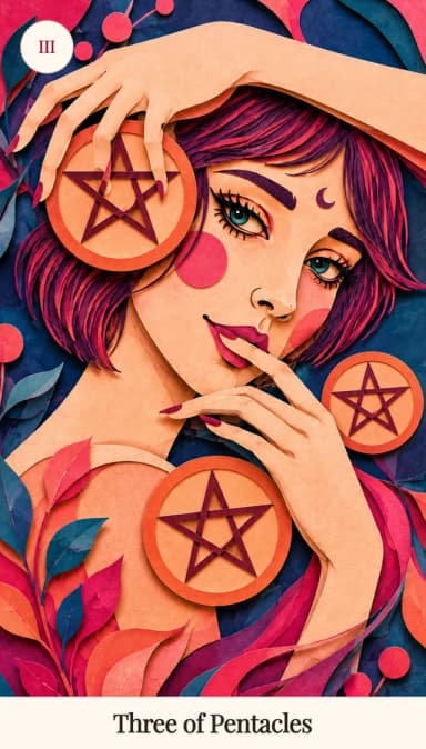 Three of Pentacles tarot card, Spark Bloom Edition