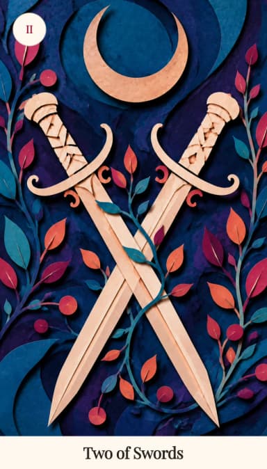 Two of Swords tarot card, Spark Bloom Edition