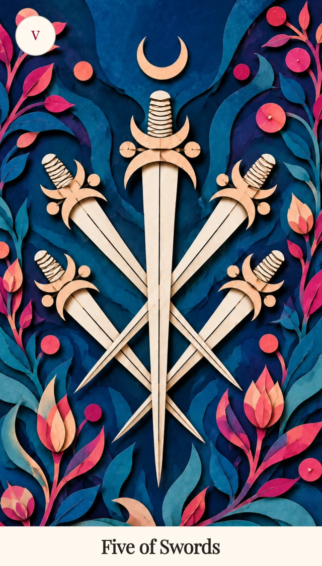 Five of Swords tarot card, Spark Bloom Edition