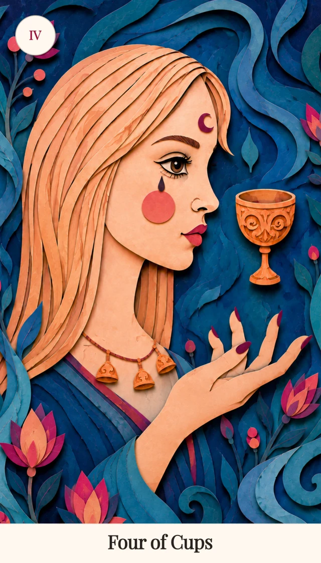 Four of Cups tarot card, Spark Bloom Edition