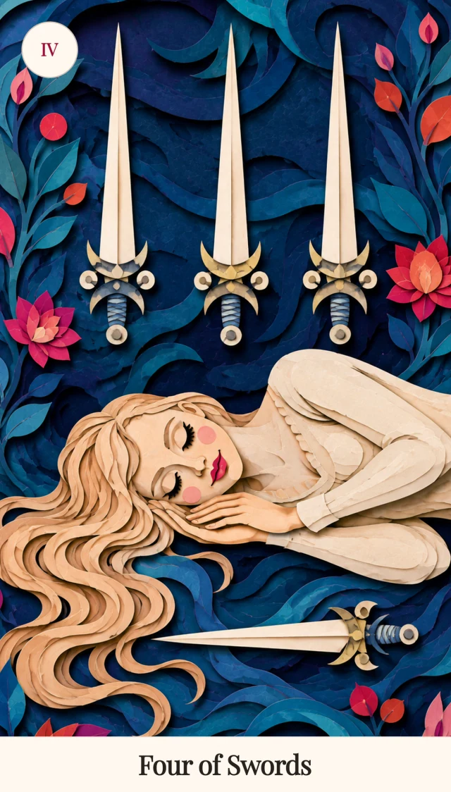 Four of Swords tarot card, Spark Bloom Edition