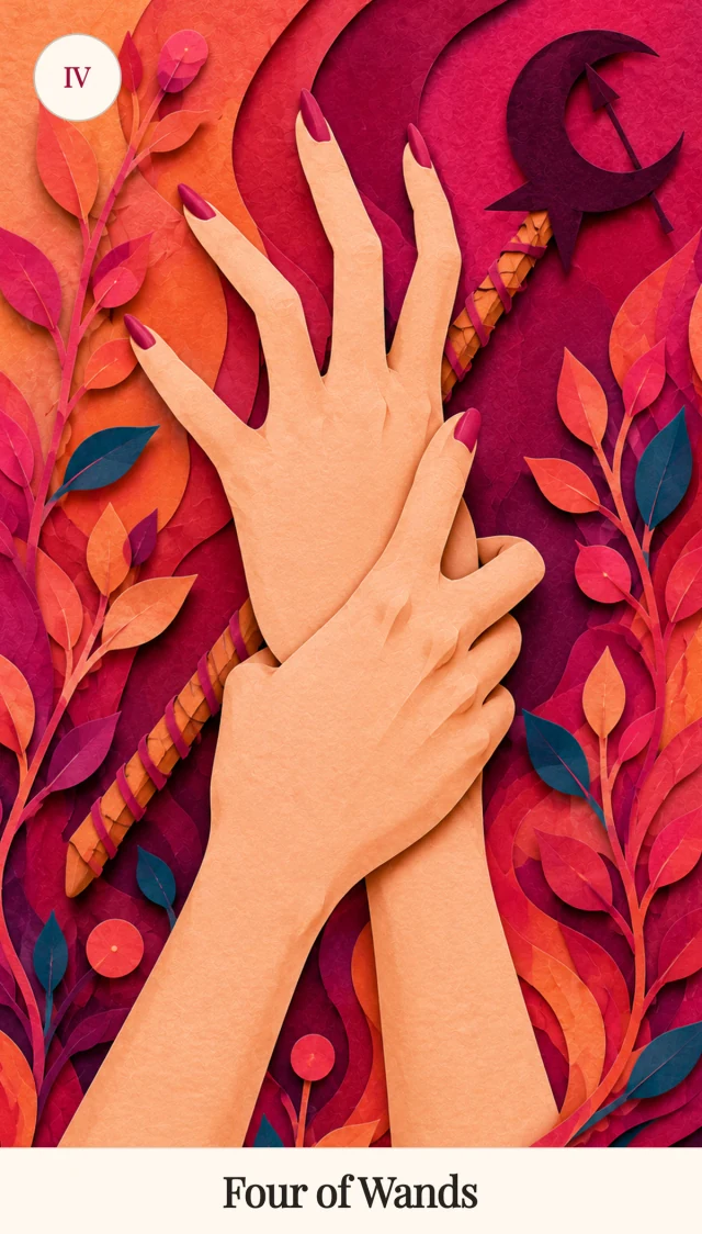Four of Wands tarot card, Spark Bloom Edition