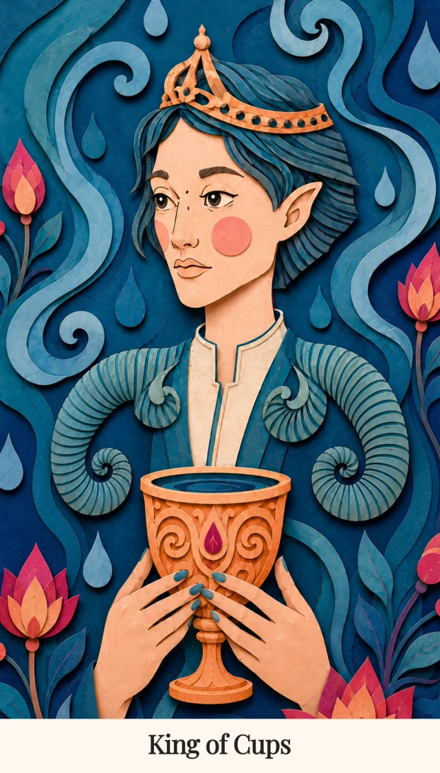 King of Cups tarot card, Spark Bloom Edition