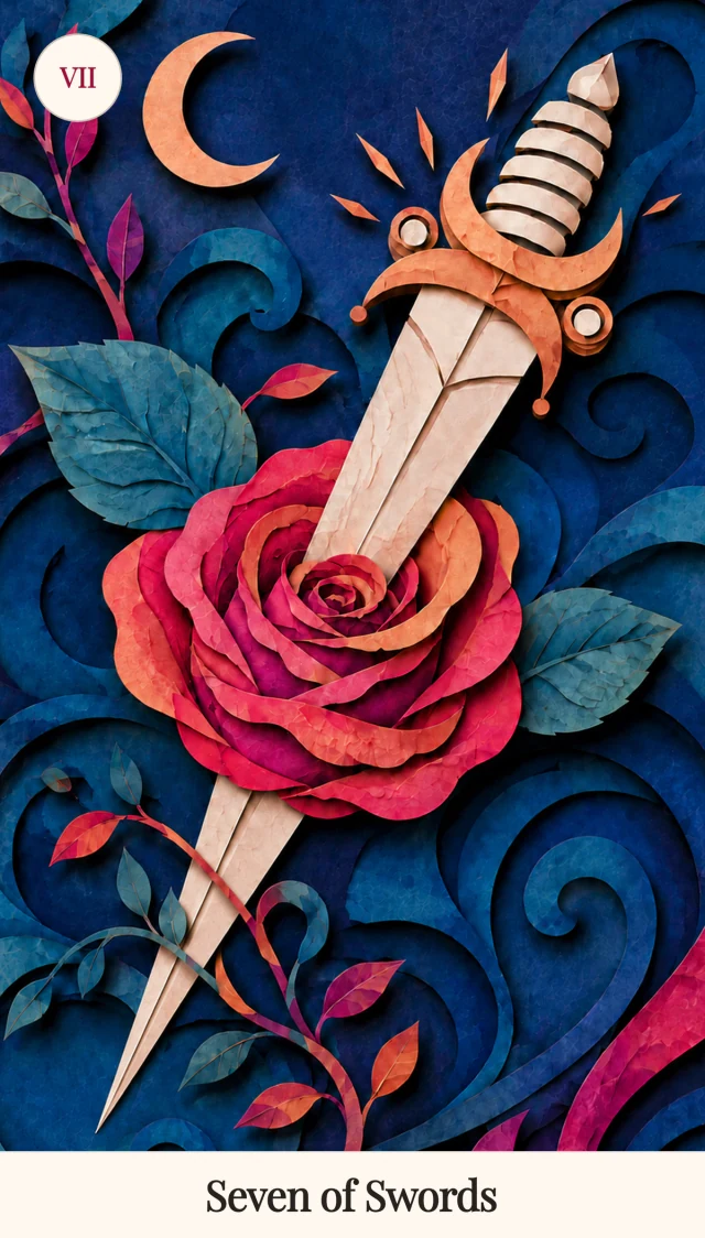 Seven of Swords tarot card, Spark Bloom Edition