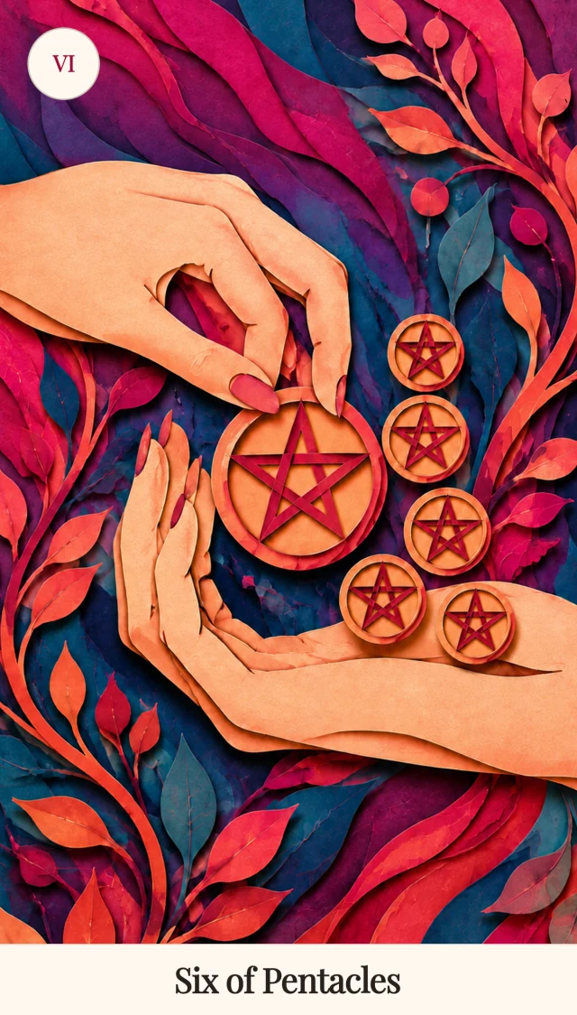 Six of Pentacles tarot card, Spark Bloom Edition