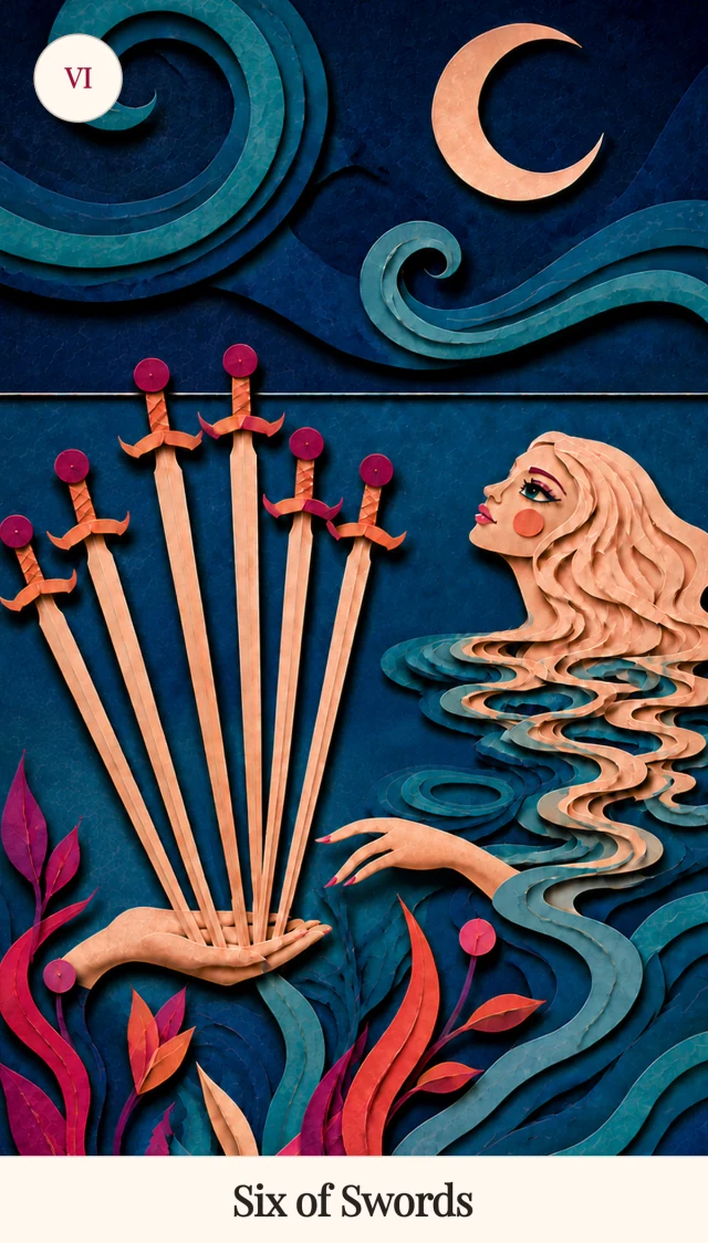 Six of Swords tarot card, Spark Bloom Edition