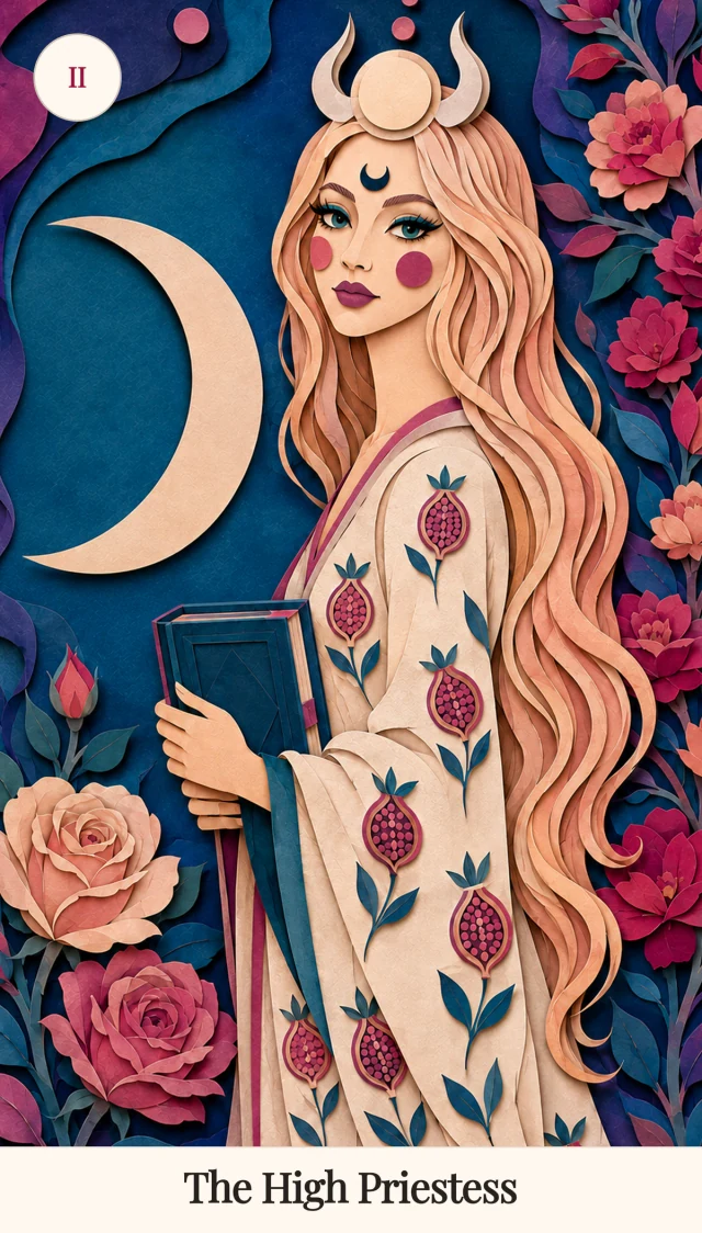 The High Priestess tarot card, Spark Bloom Edition