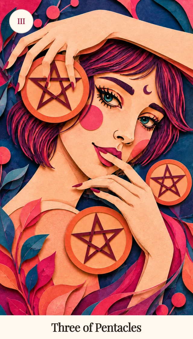 Three of Pentacles tarot card, Spark Bloom Edition