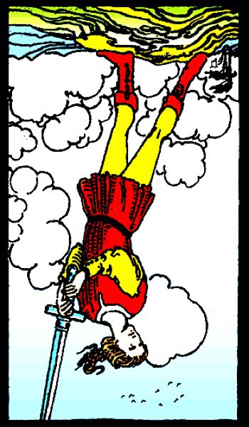 page of swords reversed
