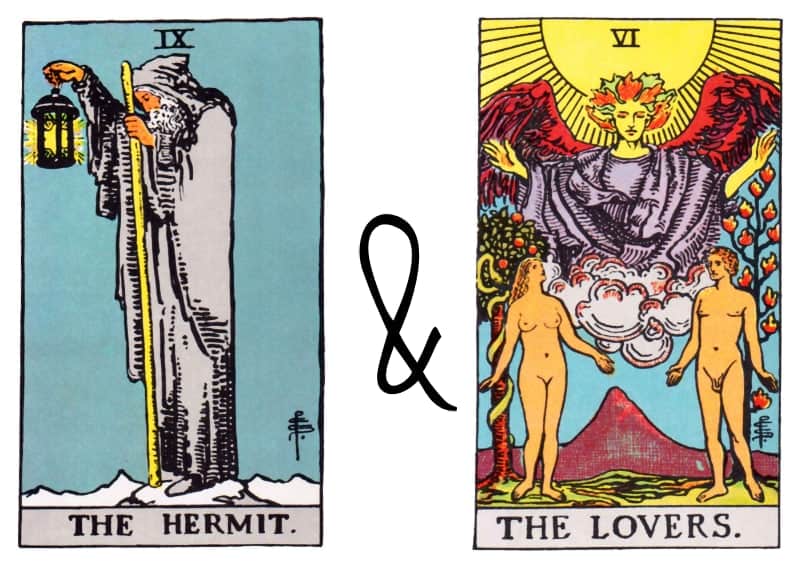 hermit and lovers card combinations tarot