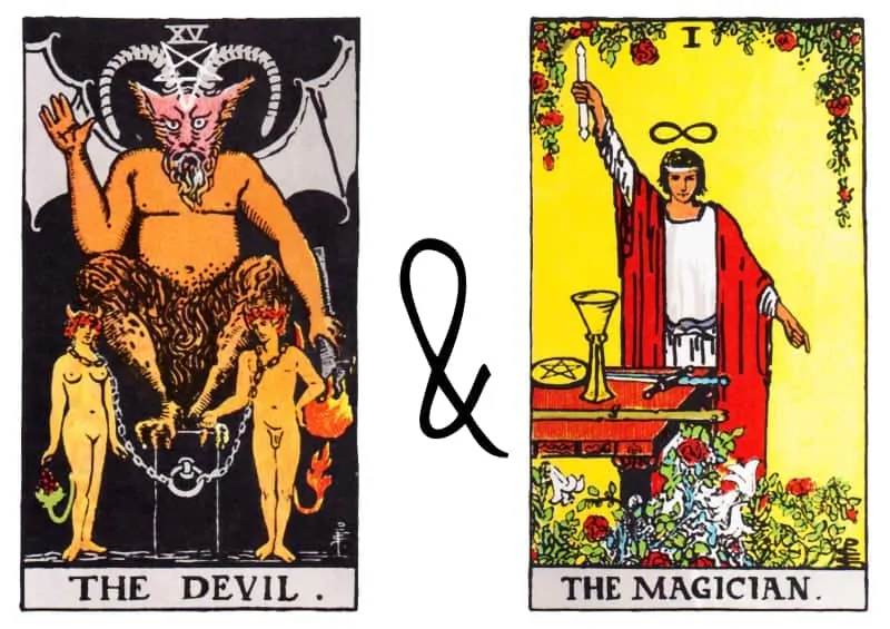 the devil and the magician tarot card spead combination