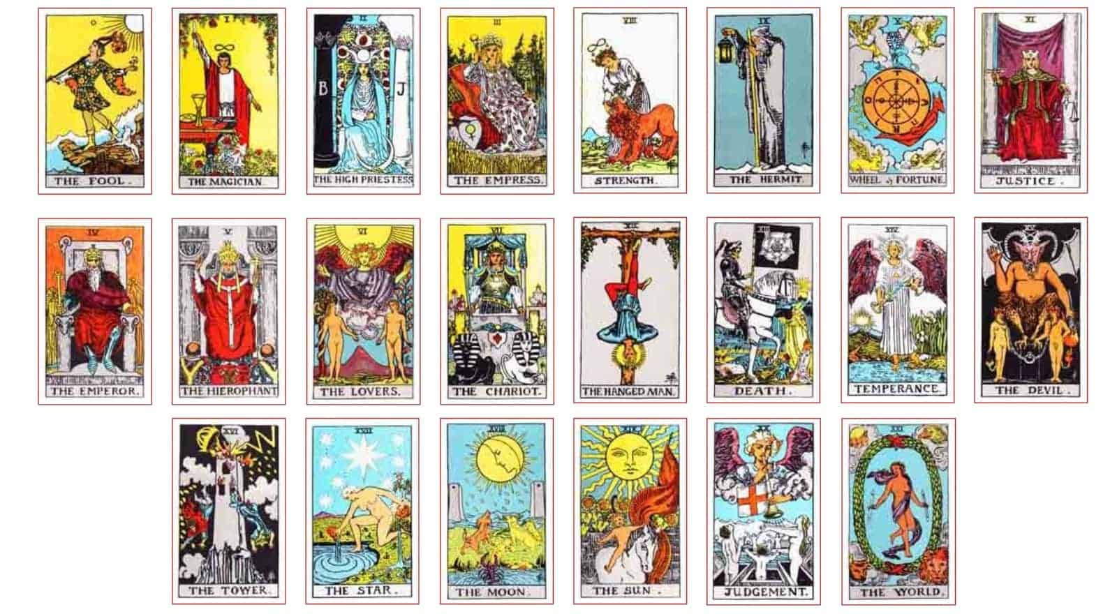 All Tarot Cards Listed 