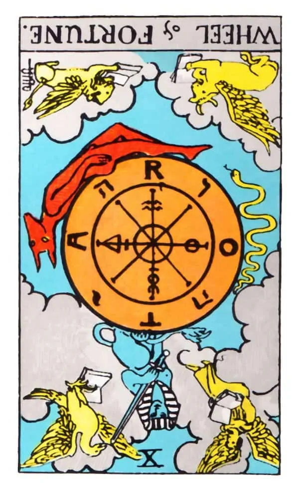 reversed wheel of fortune tarot card